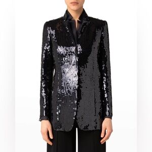 Akris New Silk Sequin Embellished Jacket With Organza Underlay Size US 8 $4,990